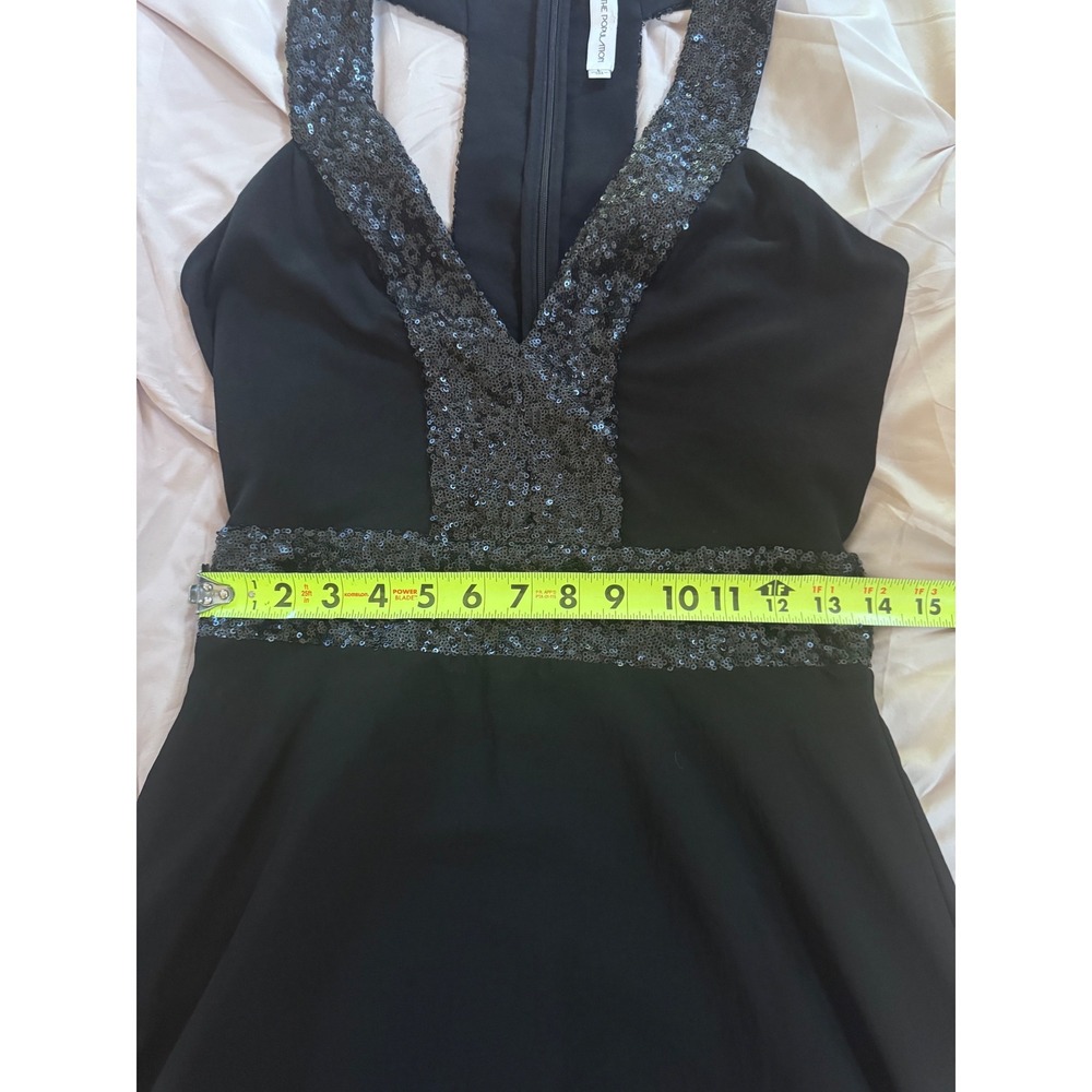 Dress The Population Sequin V-Neck Racerback Gown Black Navy Size Large Formal - Picture 7 of 9